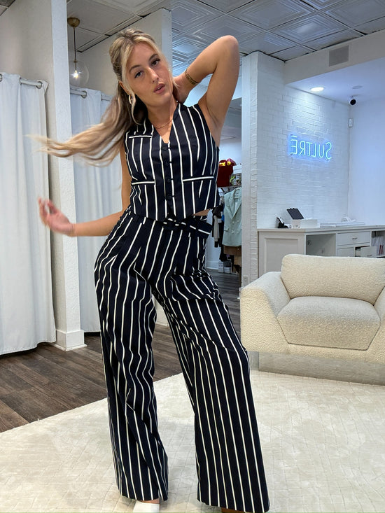 MALIYAH STRIPED WIDE-LEG PANT