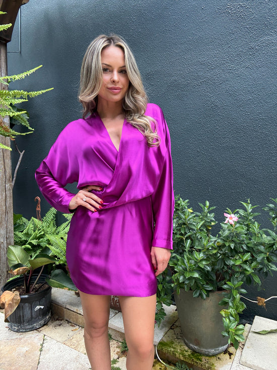 Long Sleeve Wrap Mini Dress