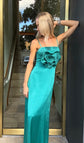 Dream Satin Flower Gown - Dark Green