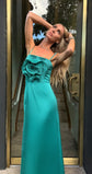 Dream Satin Flower Gown - Dark Green