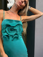 Dream Satin Flower Gown - Dark Green