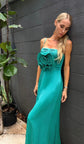 Dream Satin Flower Gown - Dark Green