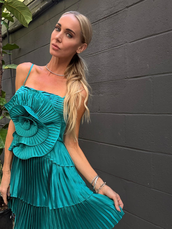 Dream Satin Flower Mini Dress