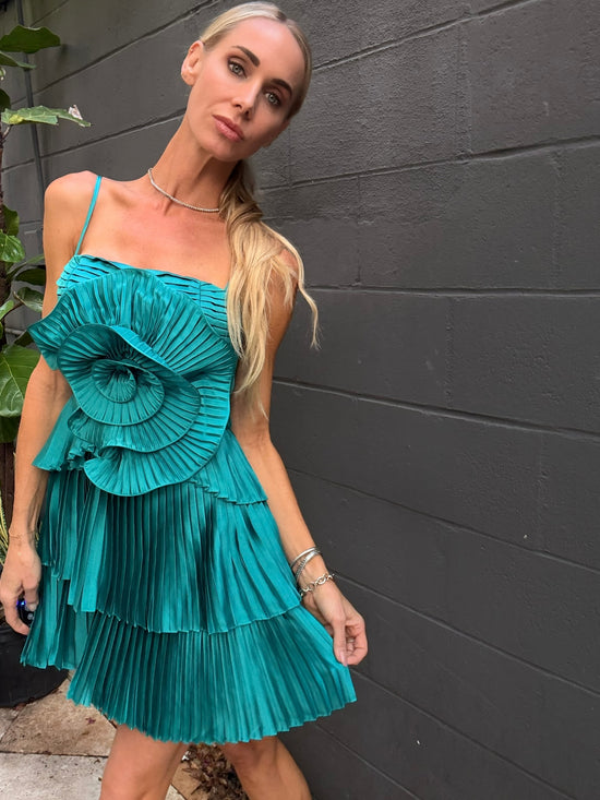 Dream Satin Flower Mini Dress