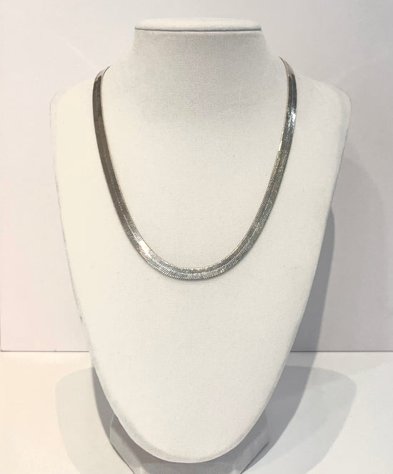 Silver Plated Classic Herringbone Chain Necklace - 17.5"
