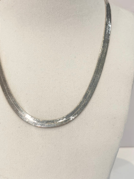 Silver Plated Classic Herringbone Chain Necklace - 17.5"