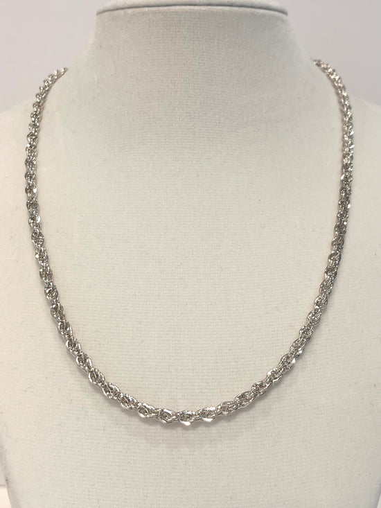 Vintage Silver Plated Twisted Chain  Necklace
