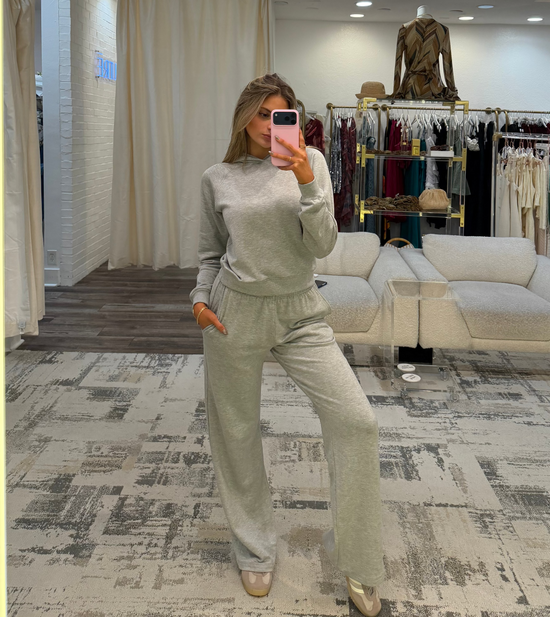 Reece Wide-Leg Sweat Pant - Heather Grey