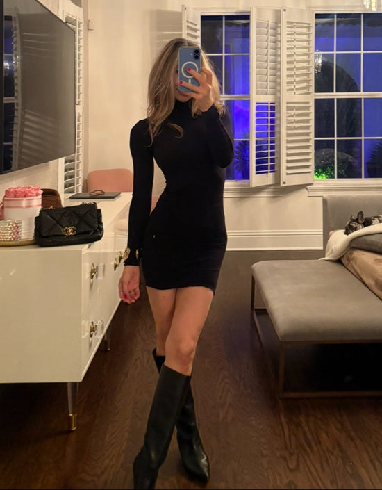 Ballet Body Turtleneck Mini Dress W/ Thumbholes