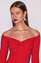 Off Shoulder Hourglass Rib Midi Dress (PRE-SALE)