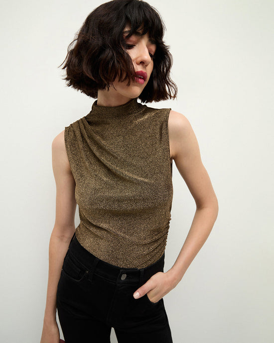 Mylie Sleeveless Top - Antique Gold Lurex