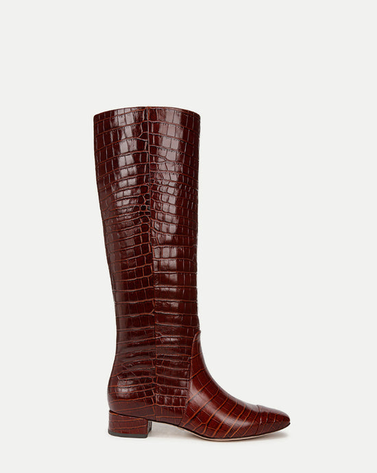 Cecile Croc-Embossed Tall Boot - Sepia (PRE-SALE)