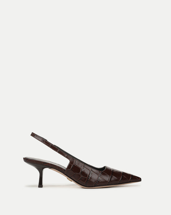 Cashel Slingback Heel - Chocolate Croc
