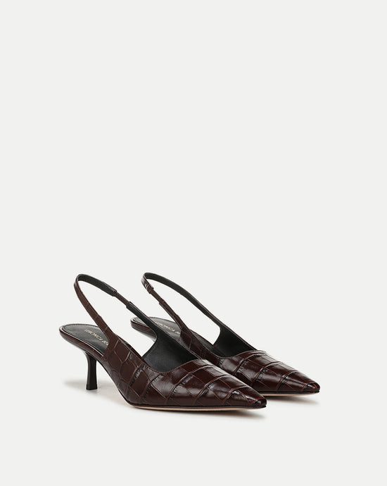 Cashel Slingback Heel - Chocolate Croc