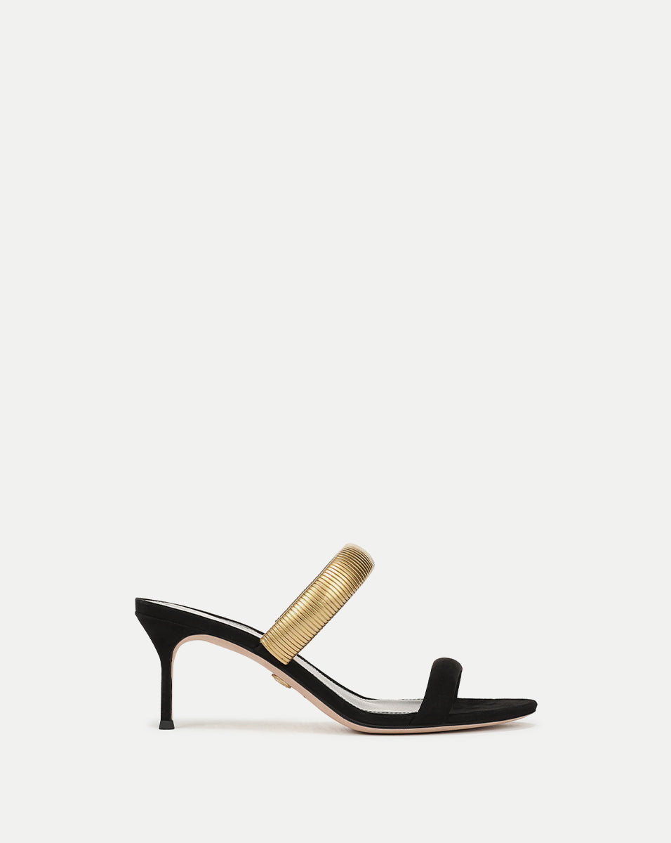 Tobin Gold Band Sandal - Black – Sultre Boutique
