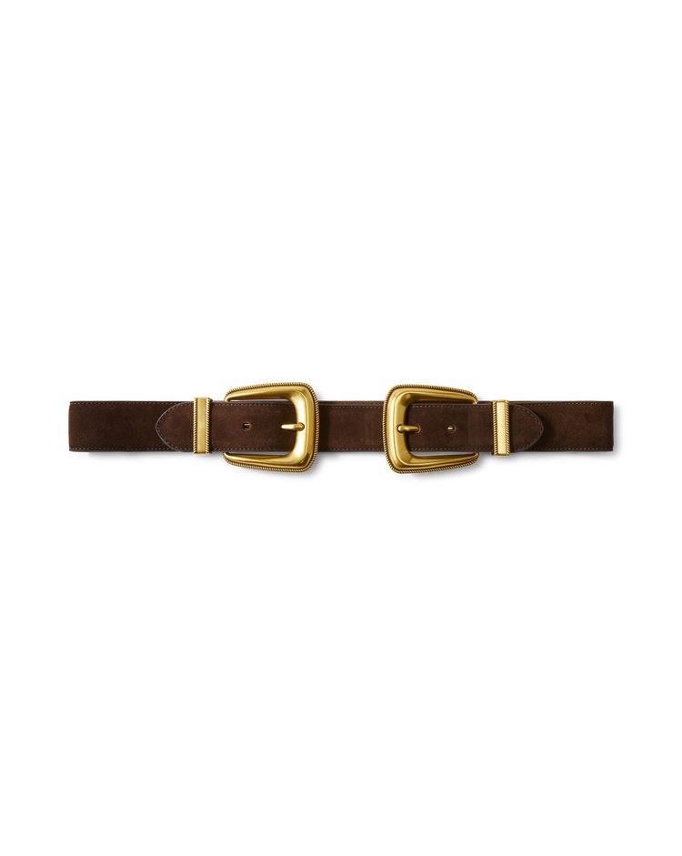 SUEDE DOUBLE BUCKLE ARCH BELT