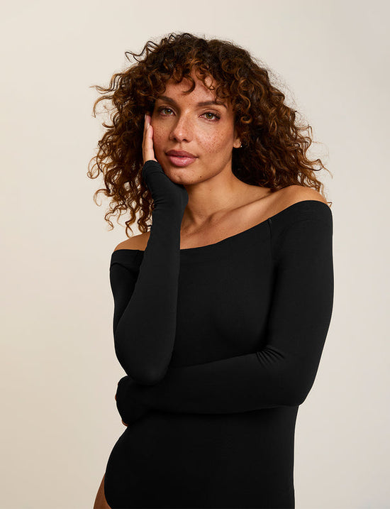Ballet Off-Shoulder Bodysuit - Black
