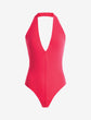 Ballet Deep Plunge Halter Bodysuit - Watermelon