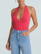 Ballet Deep Plunge Halter Bodysuit - Watermelon