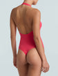 Ballet Deep Plunge Halter Bodysuit - Watermelon