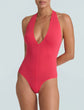 Ballet Deep Plunge Halter Bodysuit - Watermelon