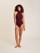 Ballet Turtleneck Halter Bodysuit - Raisin