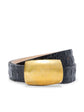 Milou Belt - Black Croc Embossed/Gold