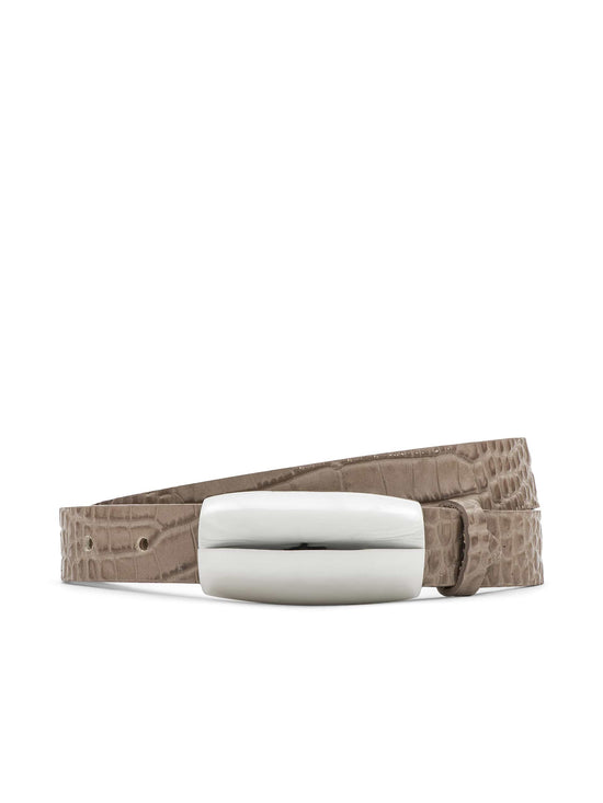 Marlowe Croc-Embossed Leather Belt - Cappuccino Croc