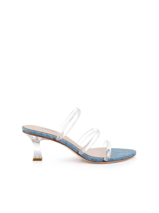 Ludovica Kitten-Heel Sandal - Light Blue Denim
