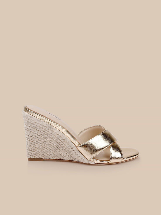 Rosaline Wedge Espadrille - Gold Crackle Leather