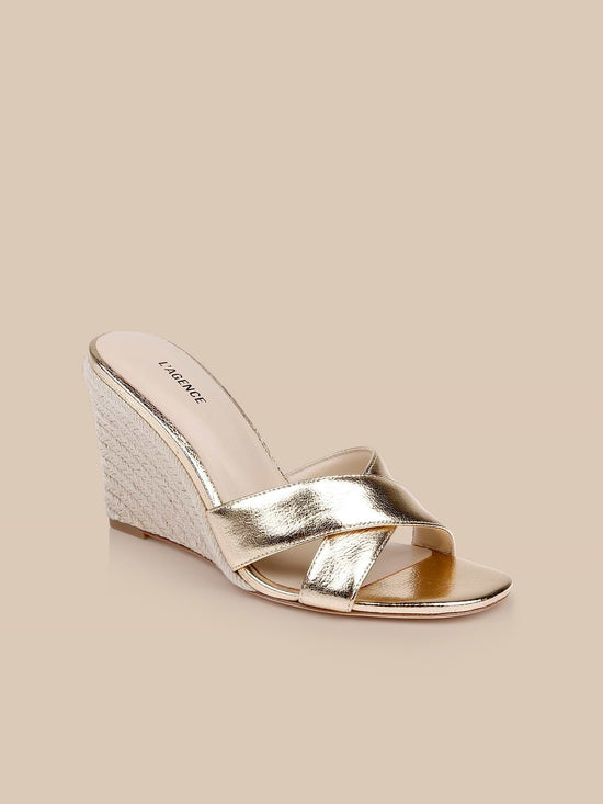 Rosaline Wedge Espadrille - Gold Crackle Leather