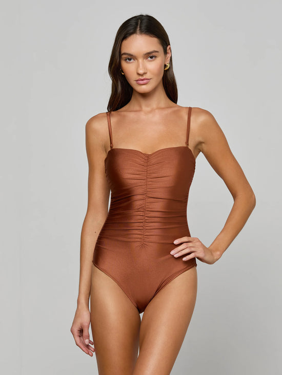 Aubrey Ruched Shimmer One-Piece