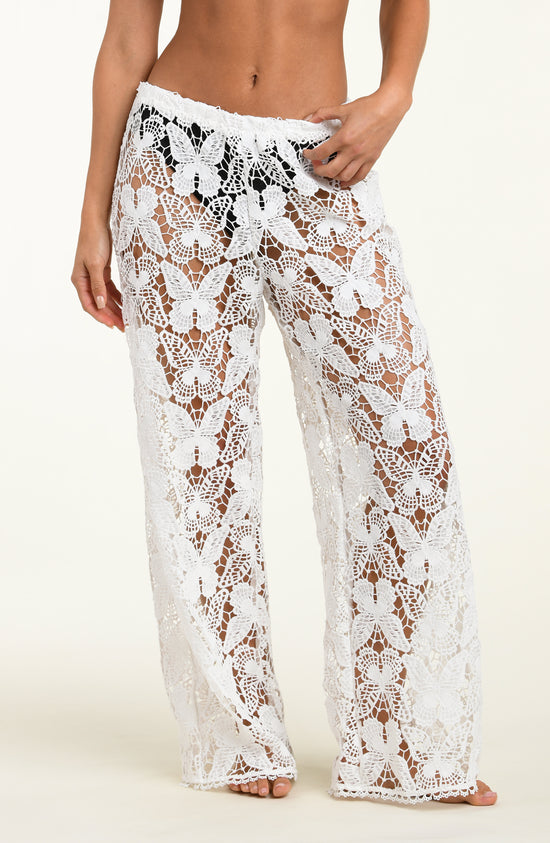 Geraldine Cover-Up Pant - White Butterfly Crochet (PRE-SALE)