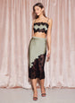 Silk and Lace Scallop Midi Skirt