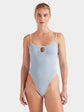 Mia Beaded Swim - Metallic Ice Blue