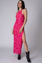 Mesh Cut Away Maxi Dress - Pink Sapphire