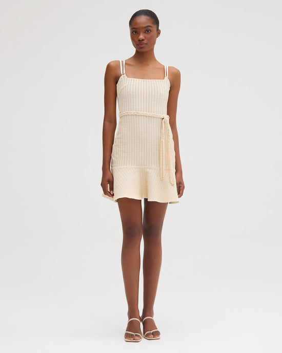 Metallic Knit Mini Dress - Off-White