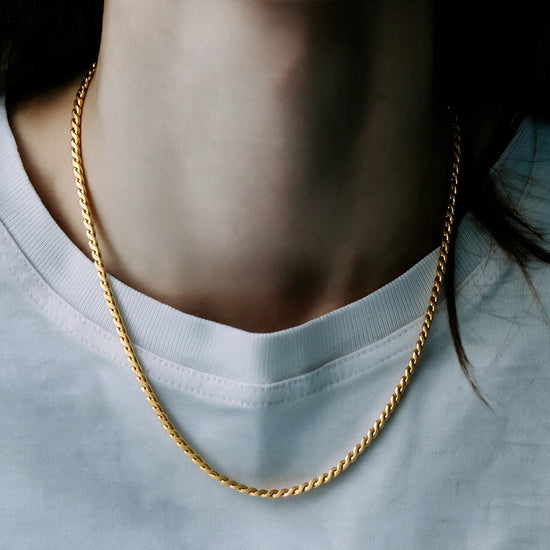Vintage Deco Wave Necklace - Gold
