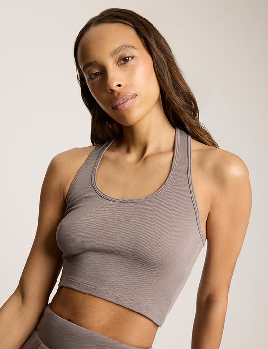 Better Than Basic Rib Cropped Racerback Tank - Truffle (PRE-SALE)