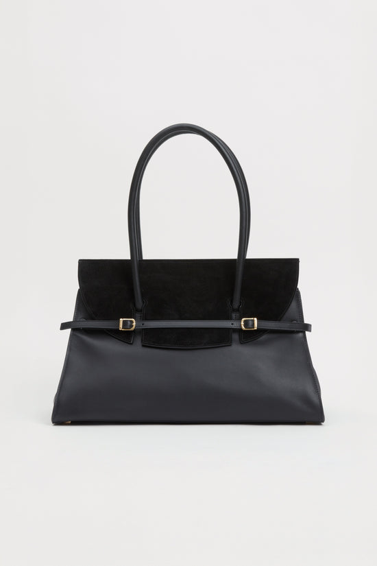 River Suede Shoulder Bag - Black