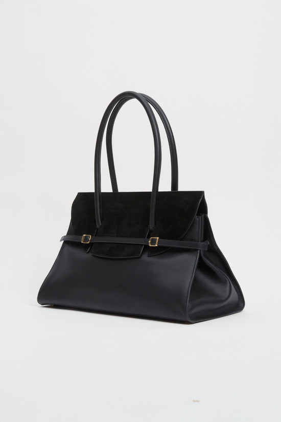 River Suede Shoulder Bag - Black