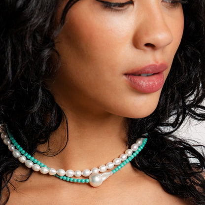 Vintage Turquoise Pearl Necklace
