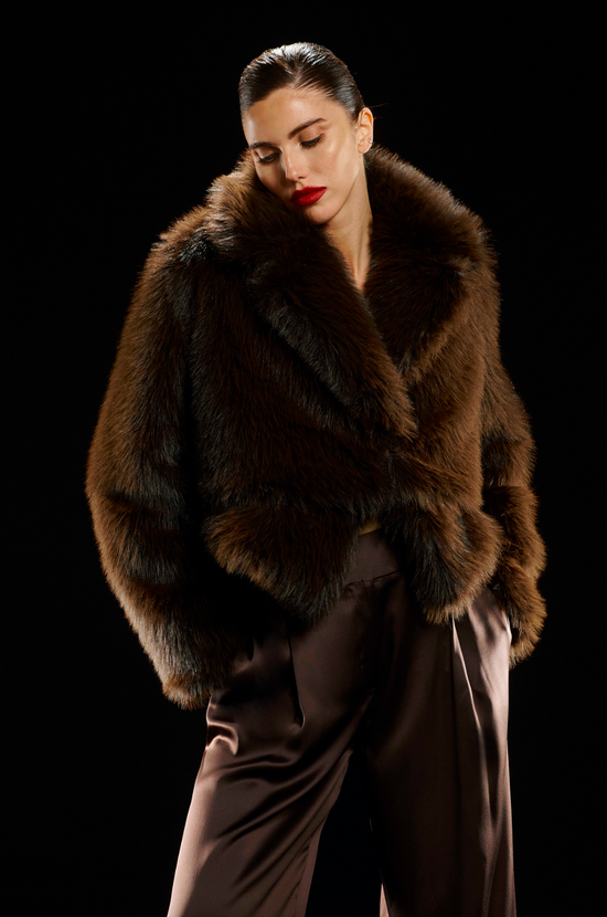 Faux Fur Bomber - Cocoa