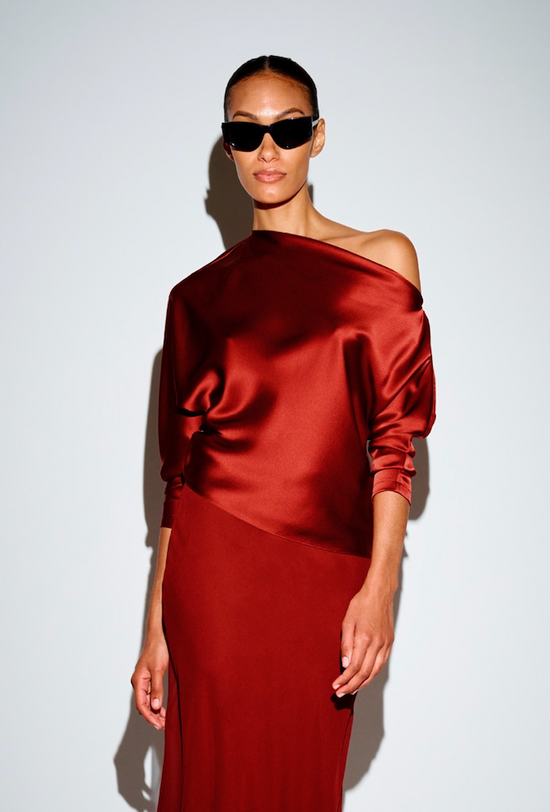 OFF SHOULDER L/S TOP - BRICK  (PRE-SALE)