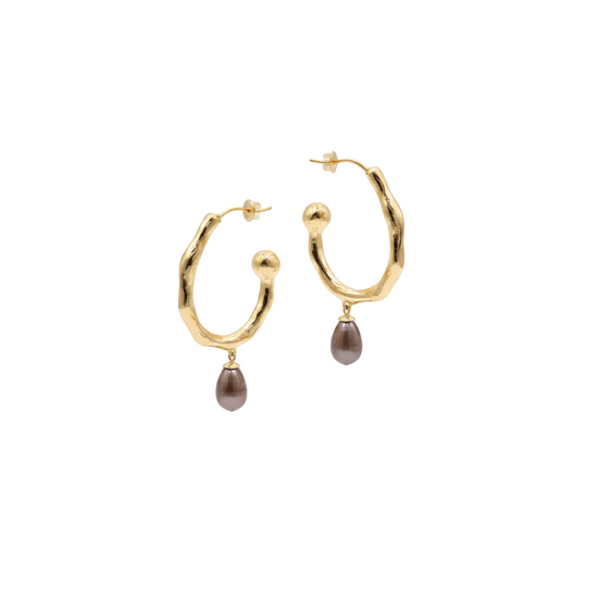 Hanna Pearl Hoops - Gold/Black