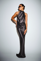 HALTER DRAPE BIAS GOWN - CARBON