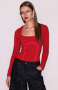 Organic Cotton Scoop Neck Longlseeve Bodysuit - Rouge (PRE-SALE)