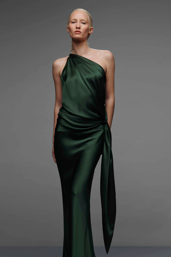 Asymmetrical Drape Top with Tail - Bottle