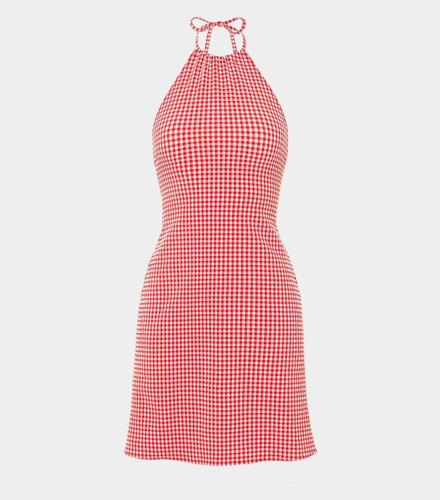 Hunza G Gingham Seersucker Halterneck Mini Dress - Red Gingham Hunza G Gingham Seersucker Halterneck Mini Dress - Red Gingham