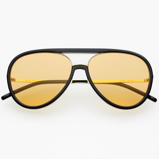 Shay Aviator Sunglasses - Black / Soft Amber (PRE-SALE)
